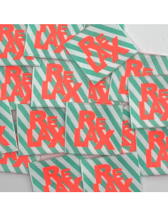 Set of 5 woven sew-on labels Relax - Fluorescent