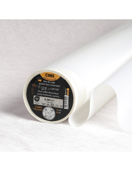 Stretchable double-sided adhesive film for stretch fabrics - White