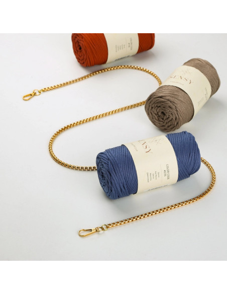 Metal box-pattern chain strap - Gold