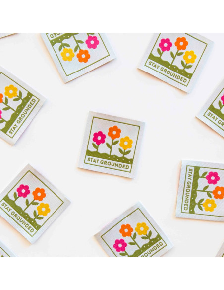 Set of 4 woven labels - Small flowers