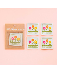 Set of 4 woven labels - Small flowers 2