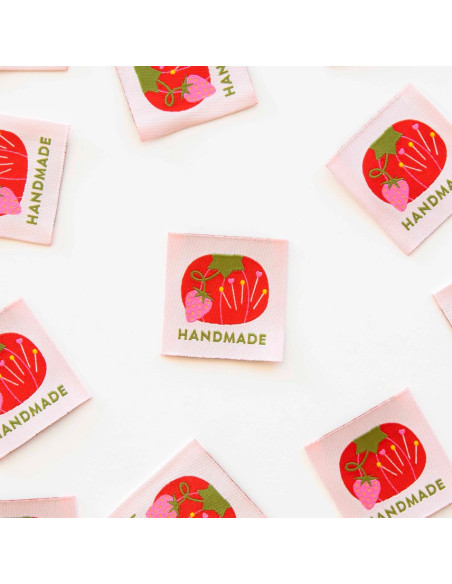 Set of 4 woven labels - Tomato Pin Cushion