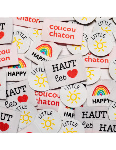 Set of 4 woven labels - Colorful assortment