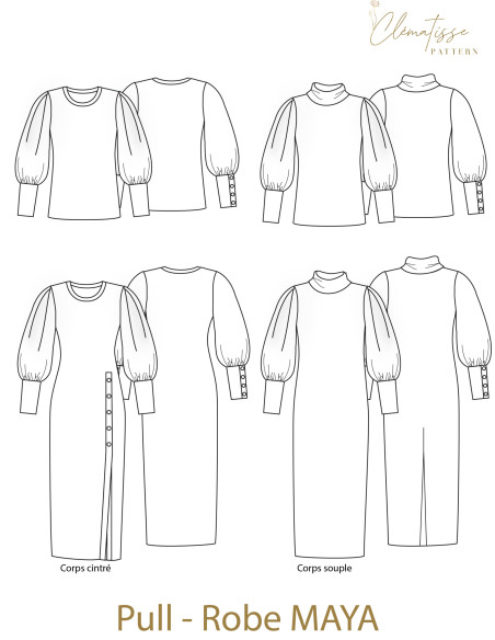 Maya Sweater Dress Pattern - Clématisse Pattern