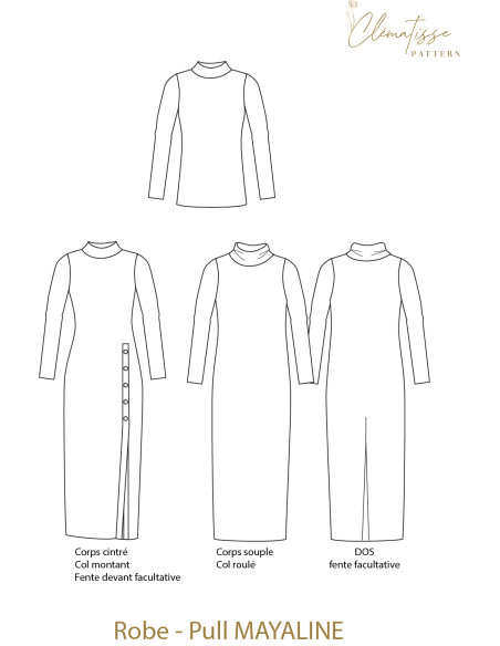 Mayaline Sweater Dress Pattern - Clématisse Pattern