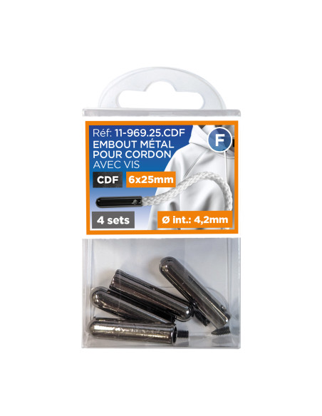Set of 6 metal tips for cords with screws - Gunmetal