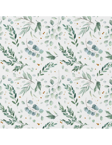 Cotton poplin fabric - Ito white and green