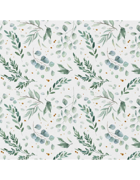 Cotton poplin fabric - Ito white and green