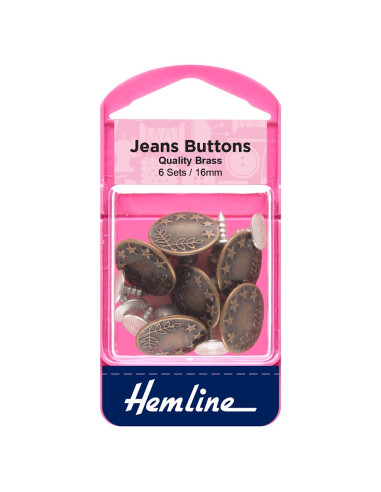 Box of 6 jean buttons 16 mm - Bronze