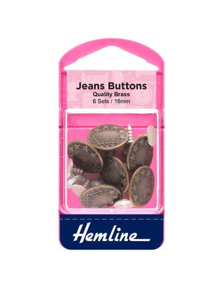 Box of 6 jean buttons 16 mm - Bronze