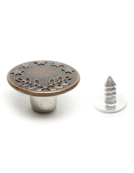 Boite de 6 boutons jeans 16 mm - Bronze