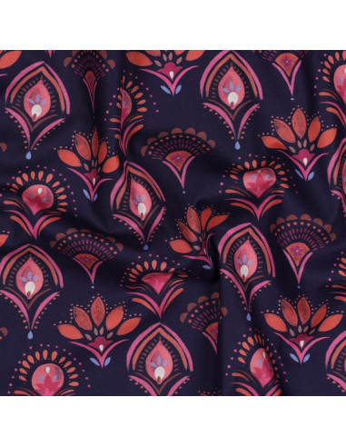Cotton poplin fabric - Lina blue background