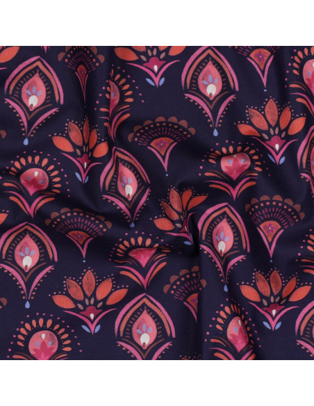Cotton poplin fabric - Lina blue background