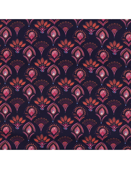 Cotton poplin fabric - Lina blue background
