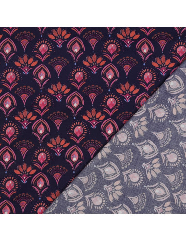 Cotton poplin fabric - Lina blue background