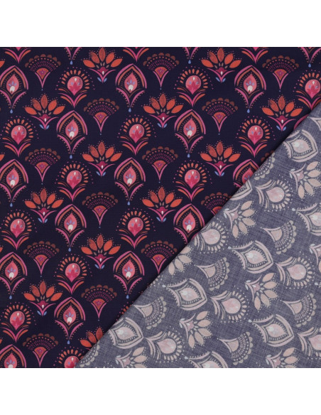 Cotton poplin fabric - Lina blue background