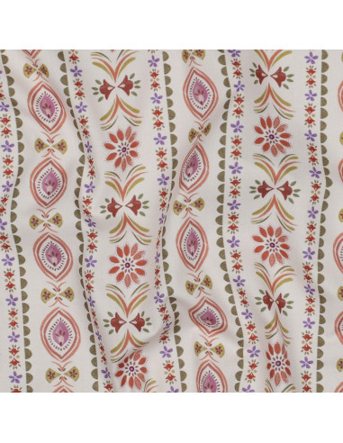 Cotton poplin fabric - Juliette ecru background