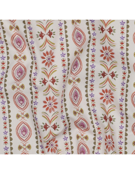 Cotton poplin fabric - Juliette ecru background
