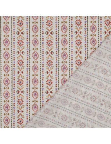 Cotton poplin fabric - Juliette ecru background