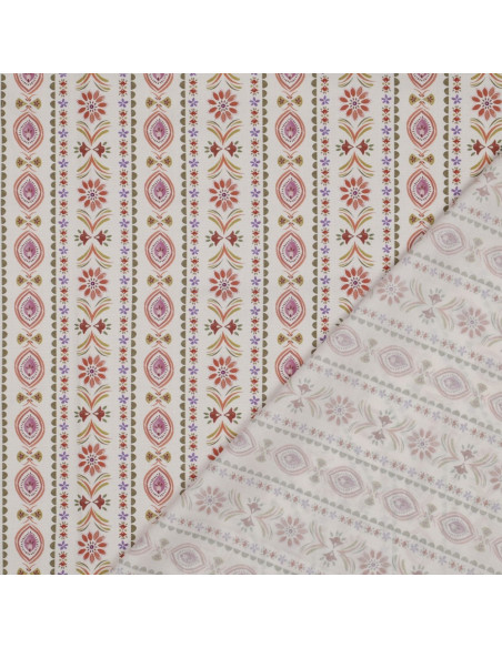Cotton poplin fabric - Juliette ecru background
