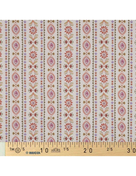 Cotton poplin fabric - Juliette ecru background