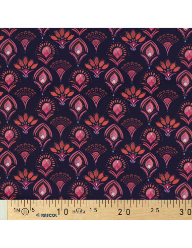 Cotton poplin fabric - Lina blue background