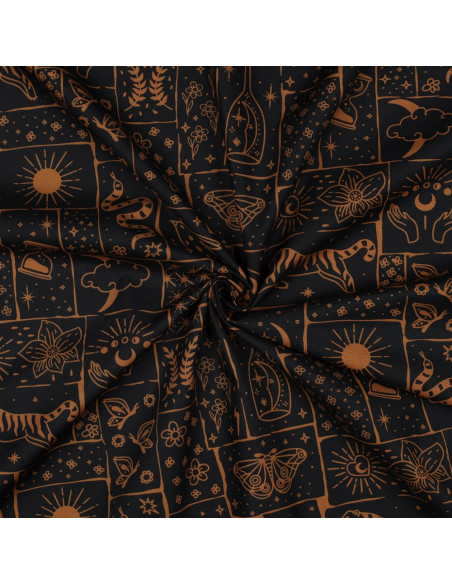 Cotton poplin fabric - Mystic black background