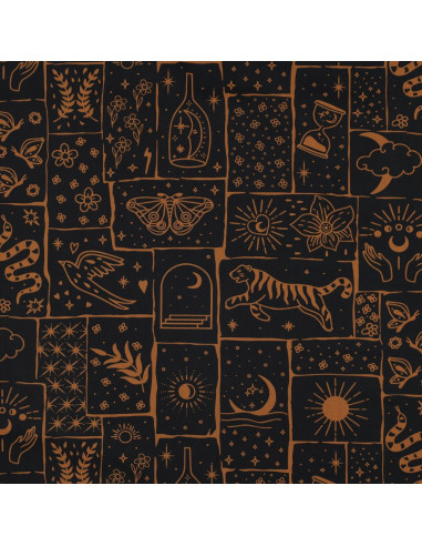 Cotton poplin fabric - Mystic black background