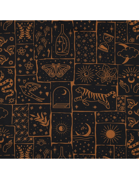 Cotton poplin fabric - Mystic black background