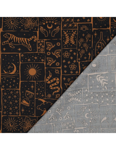 Cotton poplin fabric - Mystic black background