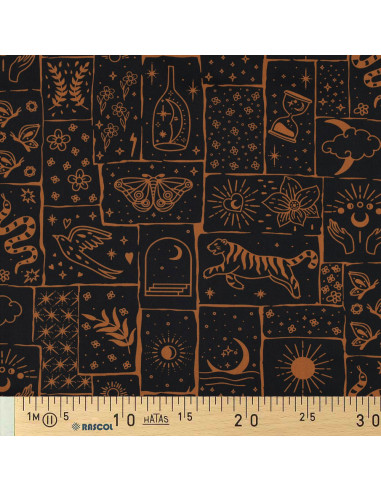 Cotton poplin fabric - Mystic black background