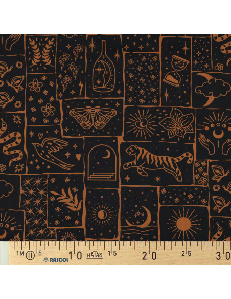 Cotton poplin fabric - Mystic black background