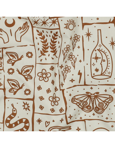 Cotton poplin fabric - Mystic ecru background