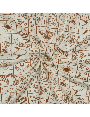 Cotton poplin fabric - Mystic ecru background