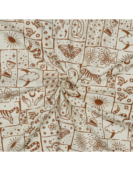 Cotton poplin fabric - Mystic ecru background