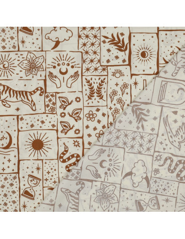 Cotton poplin fabric - Mystic ecru background