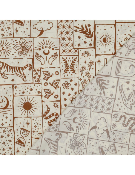 Cotton poplin fabric - Mystic ecru background