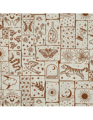 Cotton poplin fabric - Mystic ecru background