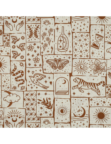 Cotton poplin fabric - Mystic ecru background