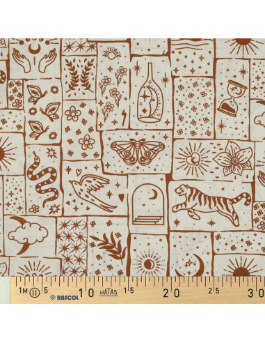 Cotton poplin fabric - Mystic ecru background