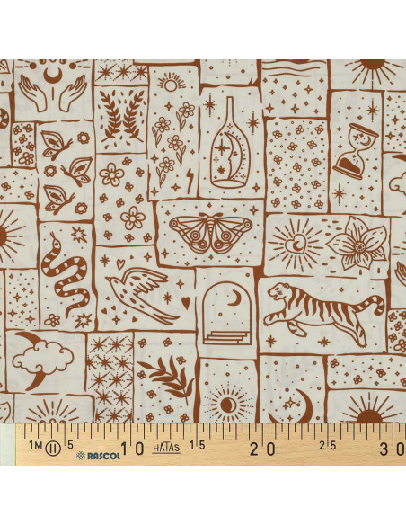 Cotton poplin fabric - Mystic ecru background