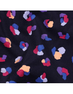 Fancy milleraies velvet fabric - Thaïs navy blue background