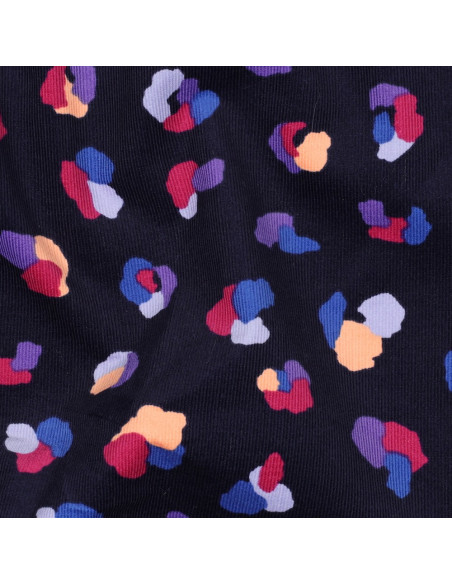 Fancy milleraies velvet fabric - Thaïs navy blue background