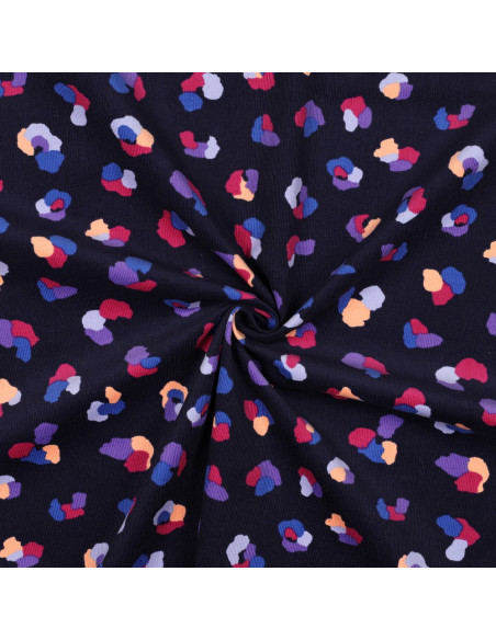Fancy milleraies velvet fabric - Thaïs navy blue background