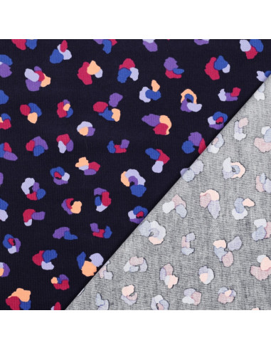Fancy milleraies velvet fabric - Thaïs navy blue background