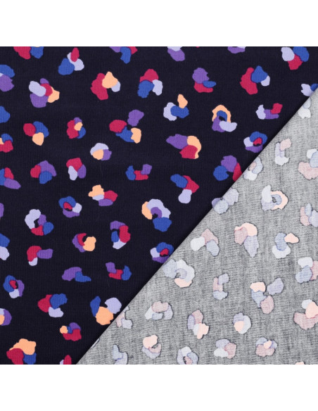 Fancy milleraies velvet fabric - Thaïs navy blue background