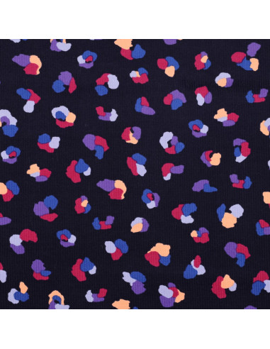 Fancy milleraies velvet fabric - Thaïs navy blue background