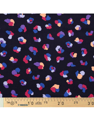 Fancy milleraies velvet fabric - Thaïs navy blue background
