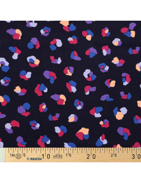 Fancy milleraies velvet fabric - Thaïs navy blue background