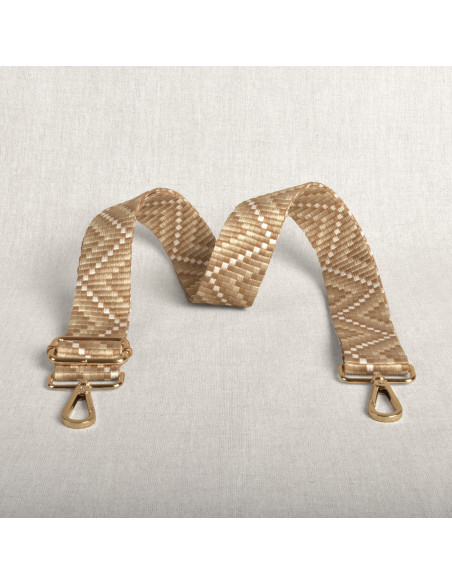 Zigzag bag strap with carabiners - Beige